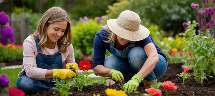 Des personnes en train de faire du jardinage.